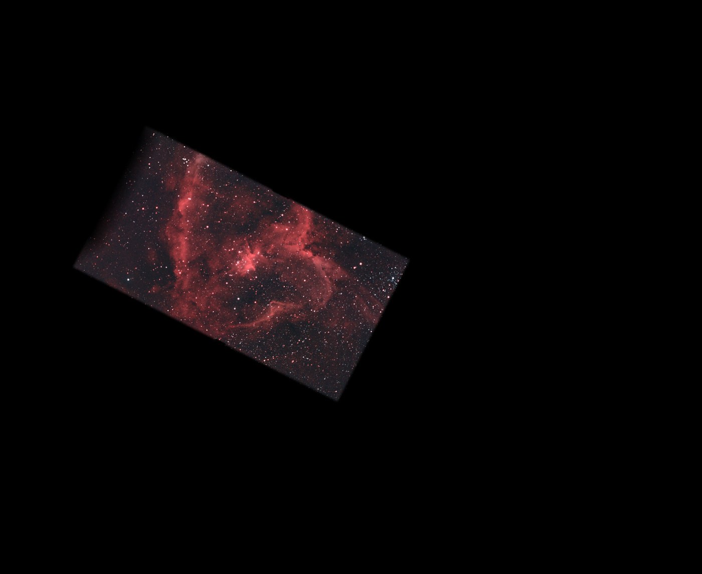 Stage one of the Heart and Soul mosaic: only the Heart Nebula panel, at left, on an empty black field.