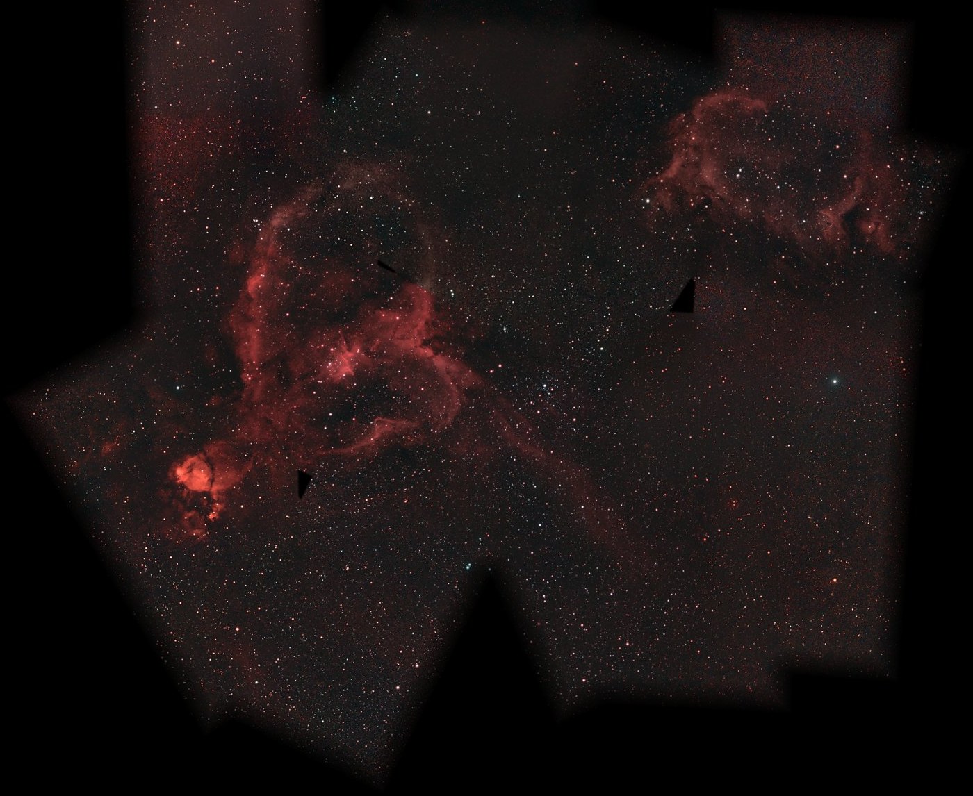 Stage six: five new panels from the first equatorial-mode night fill out the edges around the Heart, the Soul and the Fishhead, leaving three small slivers.